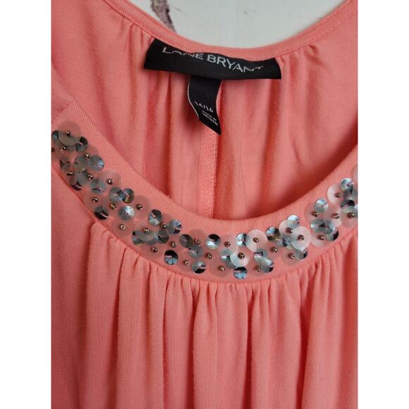 Lane Bryant Orange Sequin Sleeveless Belted Swing Maxi Dress Women's Size 14/16 - Picture 5 of 8